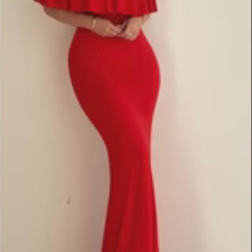 Elegant Red Off-Shoulder Gown